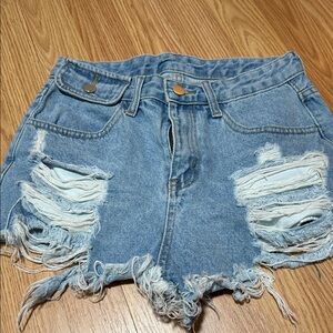SHEIN Distressed Blue Jean Shorts